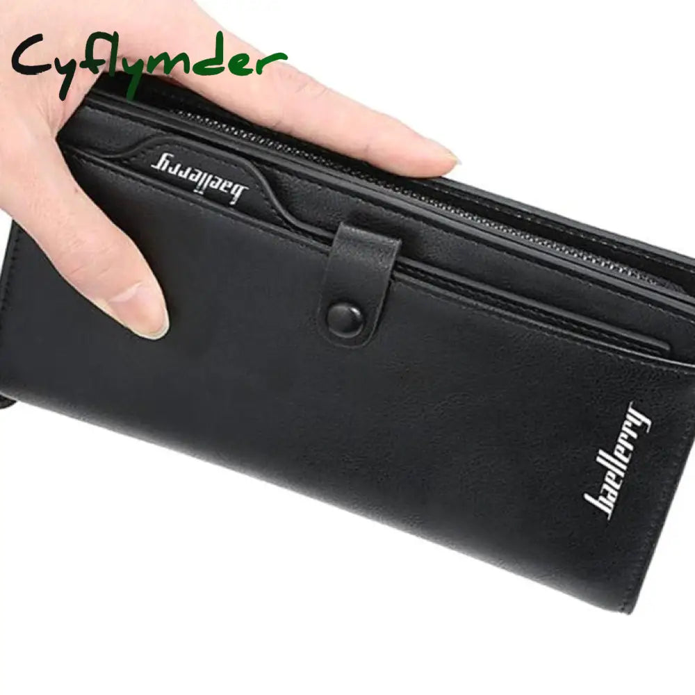 Cyflymder New Arrival Leather Men Wallets Large Capacity Driver License Phone Wallet Casual Male