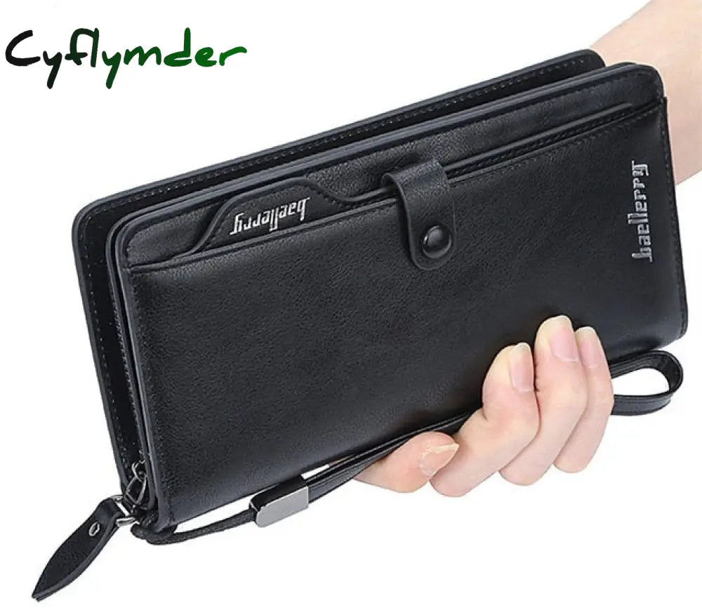 Cyflymder New Arrival Leather Men Wallets Large Capacity Driver License Phone Wallet Casual Male