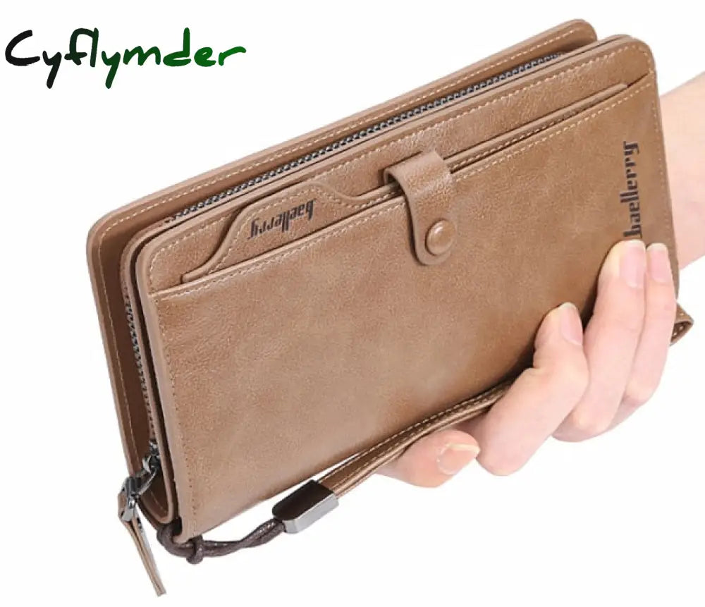 Cyflymder New Arrival Leather Men Wallets Large Capacity Driver License Phone Wallet Casual Male