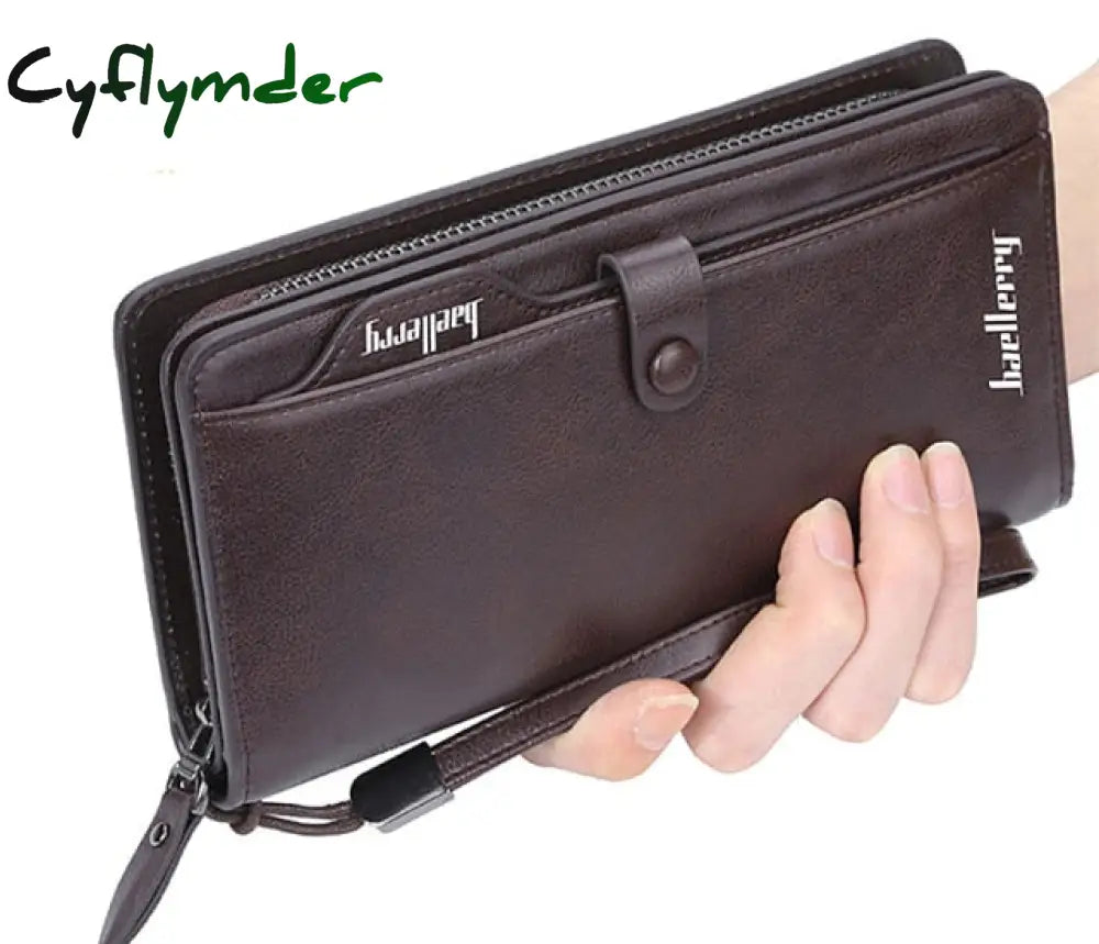 Cyflymder New Arrival Leather Men Wallets Large Capacity Driver License Phone Wallet Casual Male