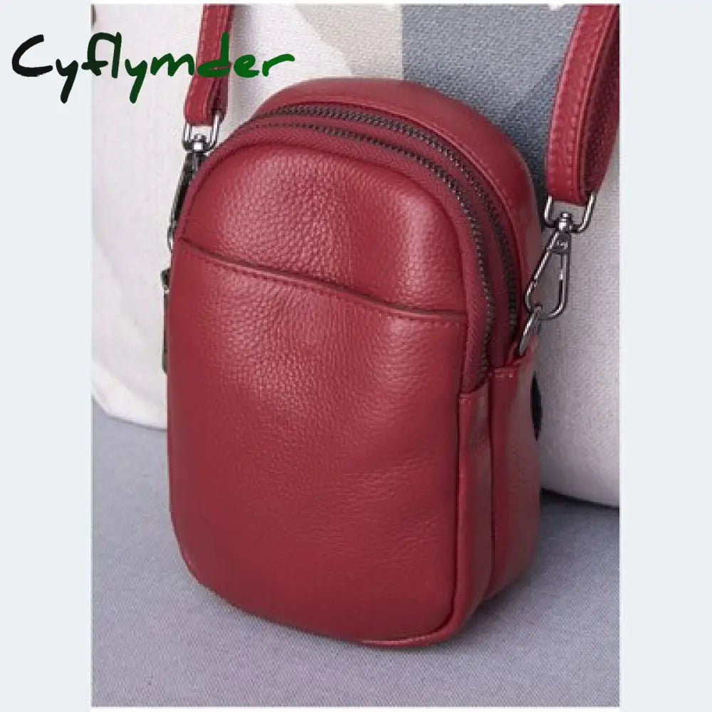 Cyflymder New Arrival Mini Crossbody Bag Purse Genuine Leather Phone Pouch Women Messenger Bags