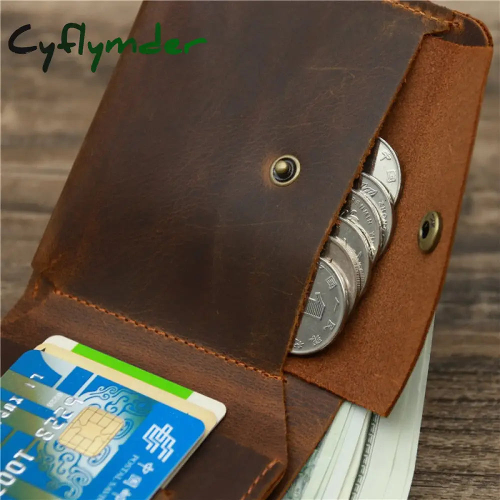 Cyflymder New Arrival Vintage Men’s Genuine Leather Wallet Credit Card Holder Small Money Bag Id