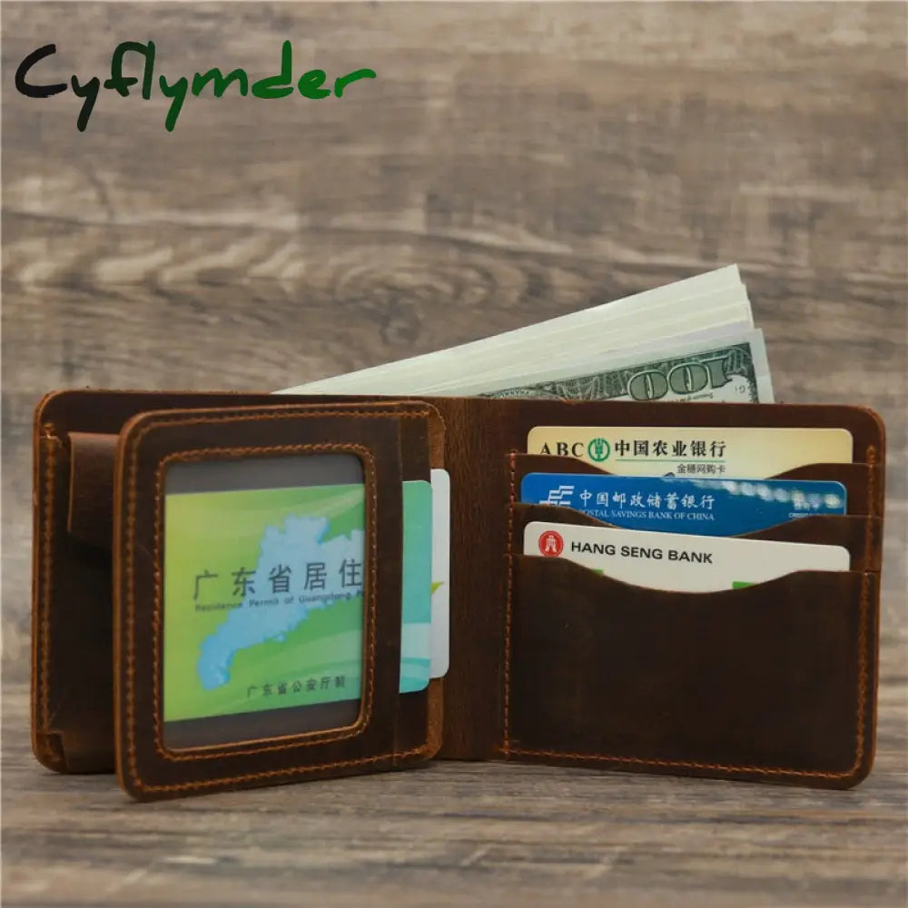 Cyflymder New Arrival Vintage Men’s Genuine Leather Wallet Credit Card Holder Small Money Bag Id