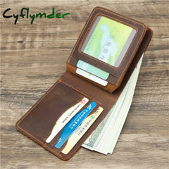 Cyflymder New Arrival Vintage Men’s Genuine Leather Wallet Credit Card Holder Small Money Bag Id