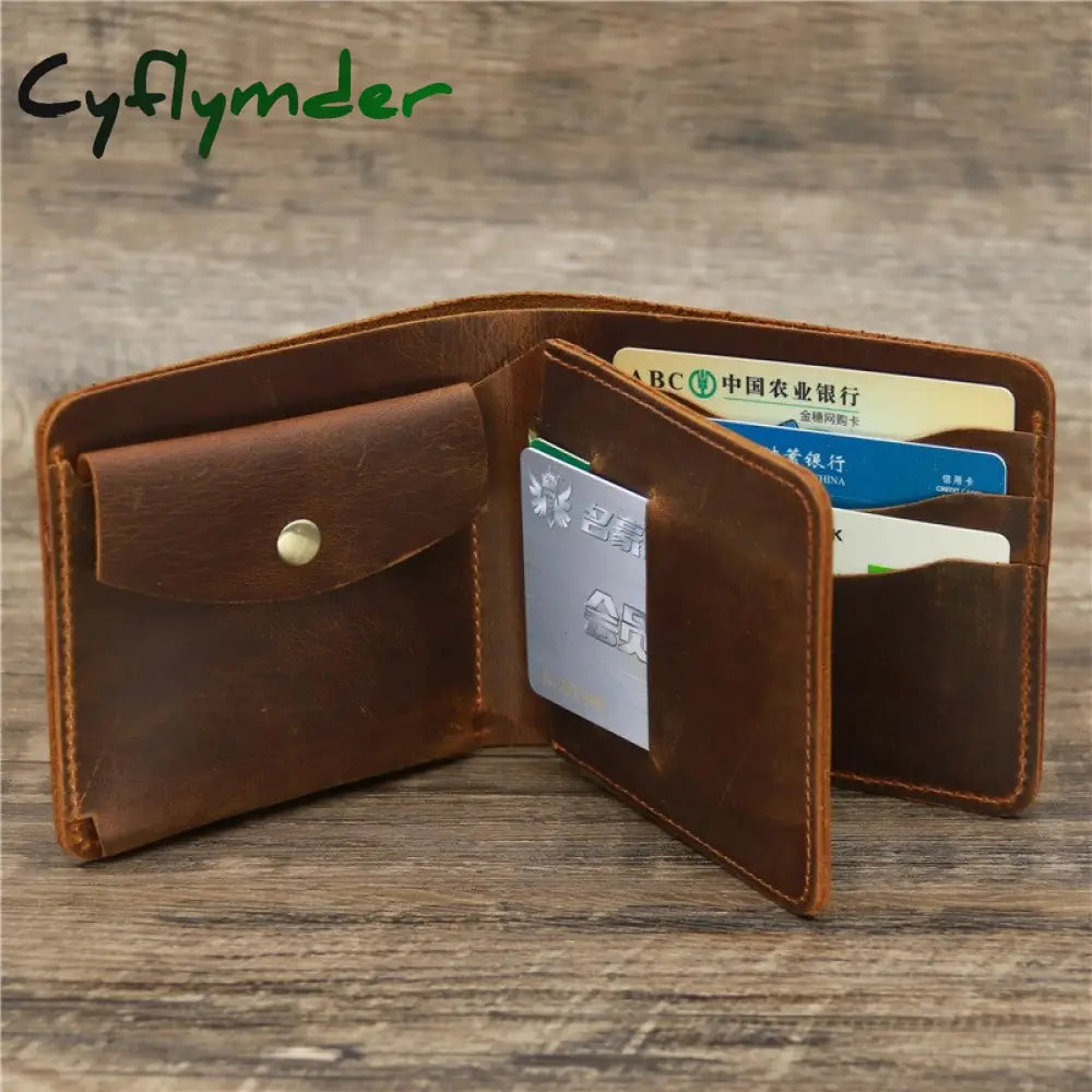 Cyflymder New Arrival Vintage Men’s Genuine Leather Wallet Credit Card Holder Small Money Bag Id