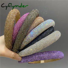 Cyflymder New Arrivals Luxury And Retro Rhinestone Glitter Sponge Padded Hairband Hair Hoop