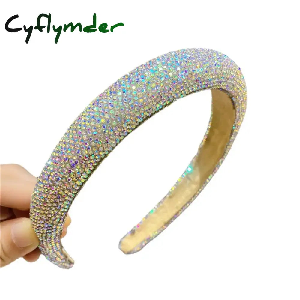 Cyflymder New Arrivals Luxury And Retro Rhinestone Glitter Sponge Padded Hairband Hair Hoop