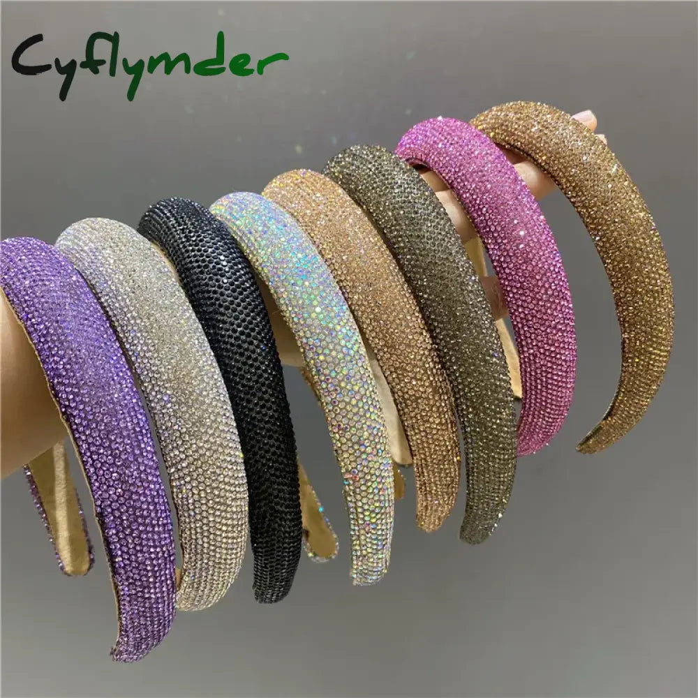 Cyflymder New Arrivals Luxury And Retro Rhinestone Glitter Sponge Padded Hairband Hair Hoop