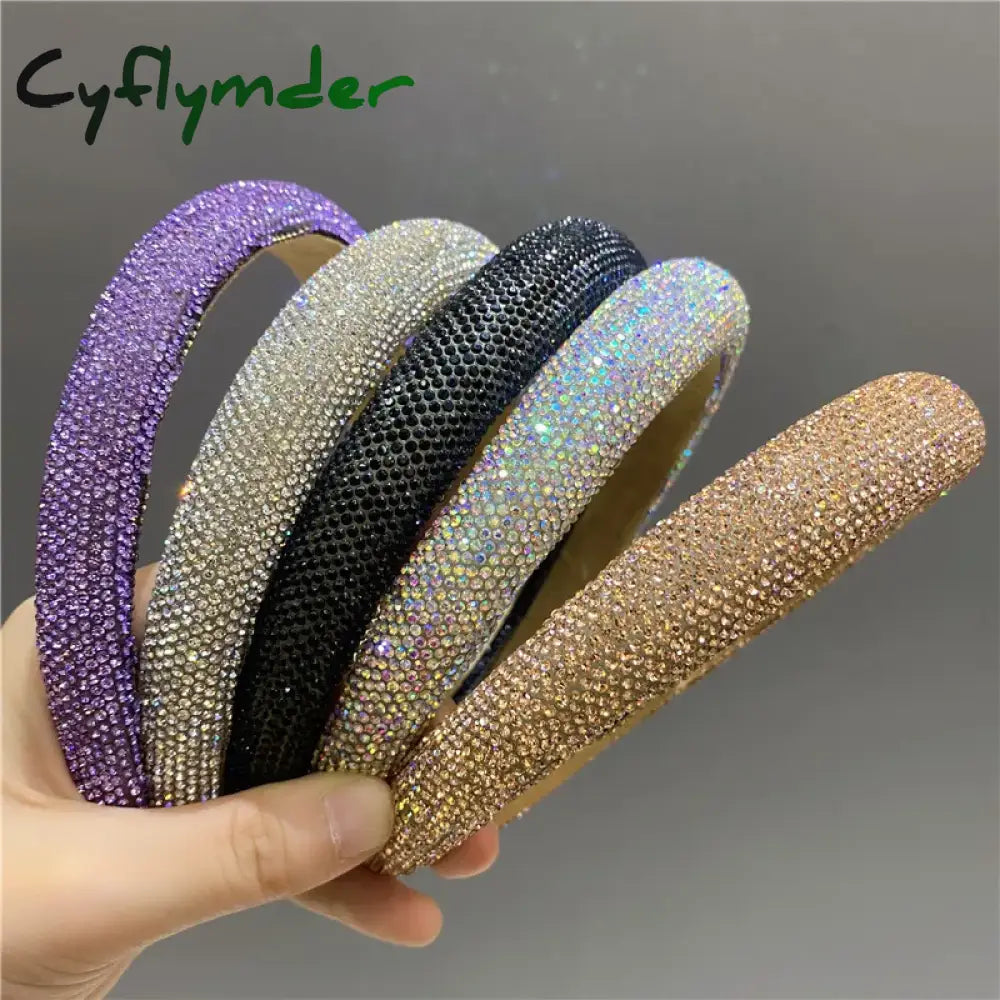 Cyflymder New Arrivals Luxury And Retro Rhinestone Glitter Sponge Padded Hairband Hair Hoop