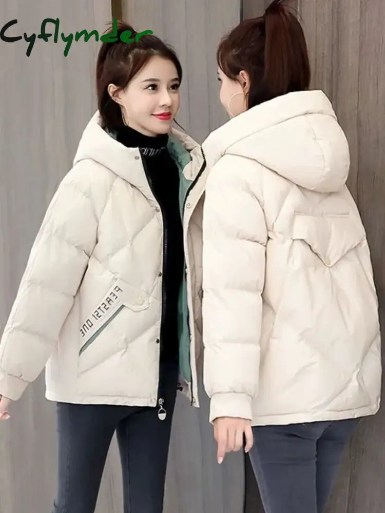 Cyflymder New Autumn Winter Jacket Women Parkas Hooded Thick Down Cotton Padded Female Short Coat