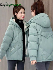 Cyflymder New Autumn Winter Jacket Women Parkas Hooded Thick Down Cotton Padded Female Short Coat