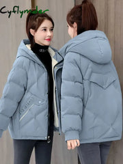 Cyflymder New Autumn Winter Jacket Women Parkas Hooded Thick Down Cotton Padded Female Short Coat