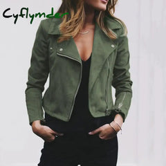 Cyflymder New Autumn Winter Plus Size Jacket Women Classic Coat Short Bomber Solid Black Red For