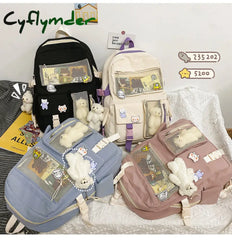 Cyflymder New Buckle Badge Women Backpack Candy Color Fashion Cute Schoolbag Shoulder Student Bag