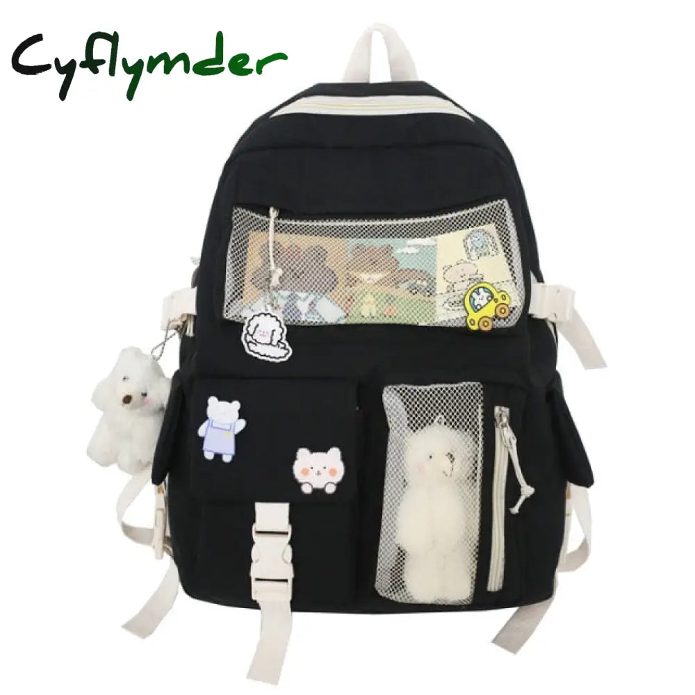 Cyflymder New Buckle Badge Women Backpack Candy Color Fashion Cute Schoolbag Shoulder Student Bag