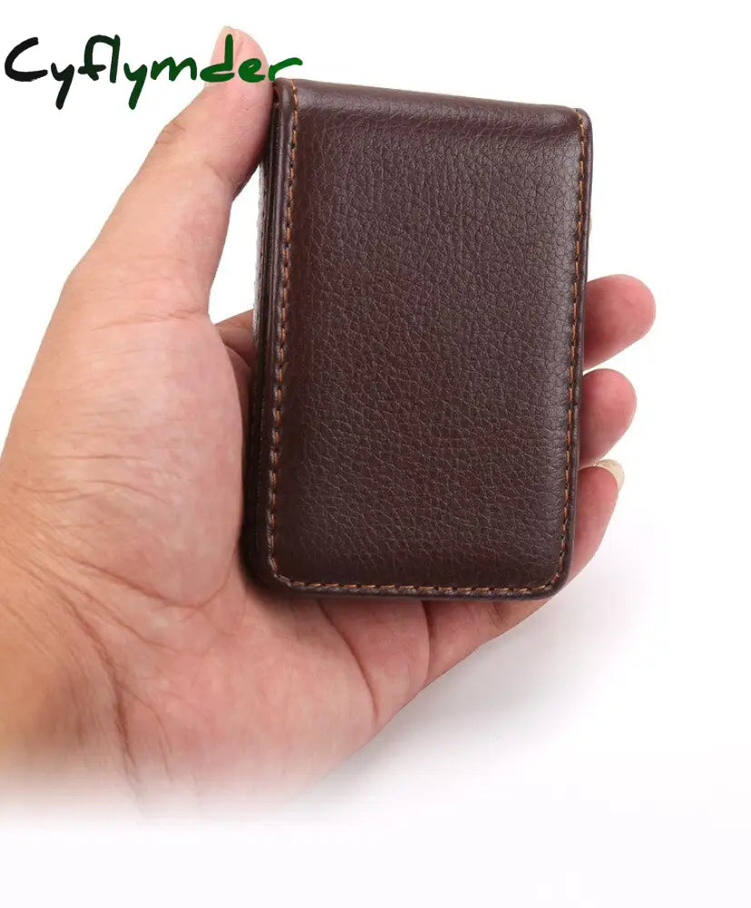 Cyflymder New Business Card Holder Men’s Id Holders Magnetic Attractive Case Box Mini Wallet Male