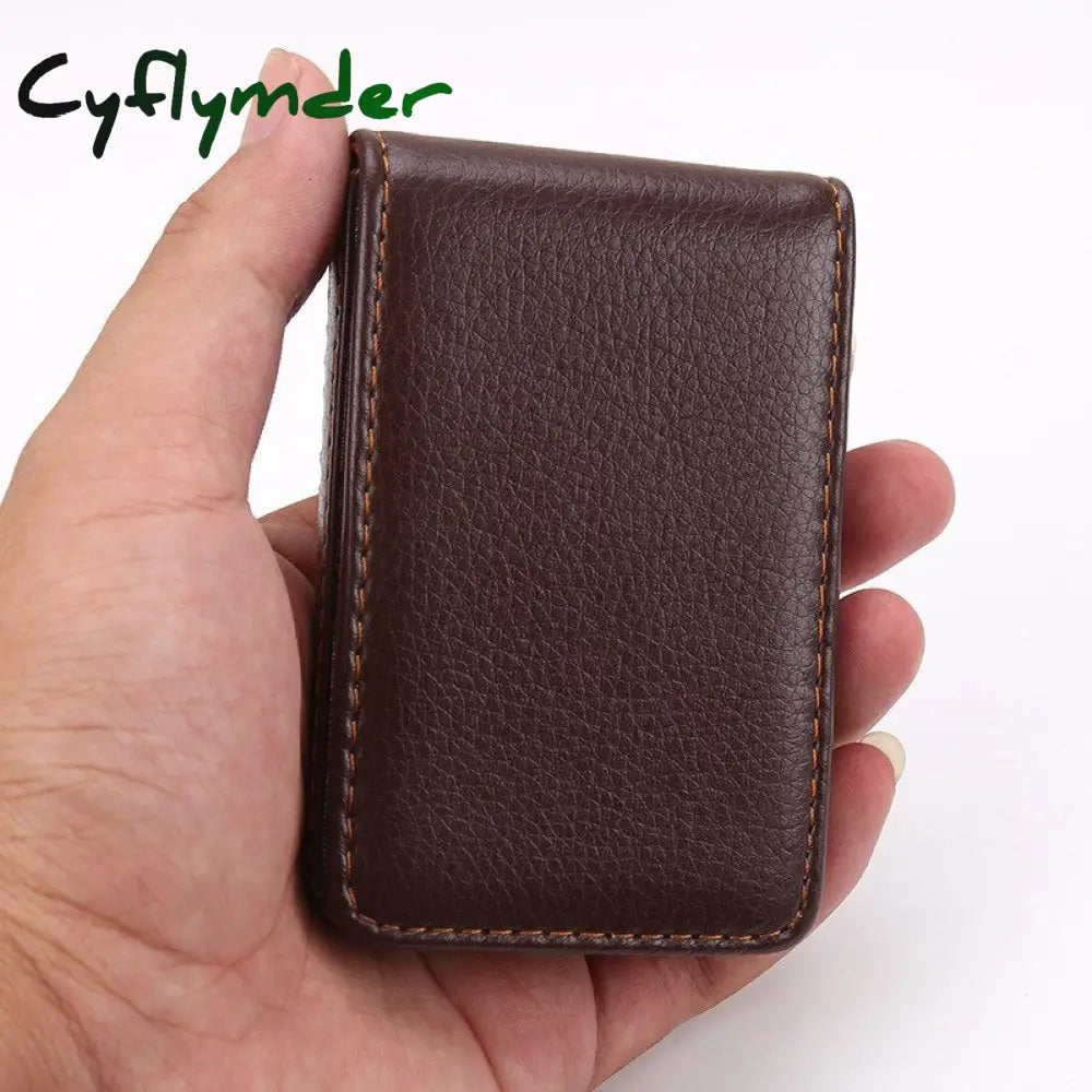 Cyflymder New Business Card Holder Men’s Id Holders Magnetic Attractive Case Box Mini Wallet Male