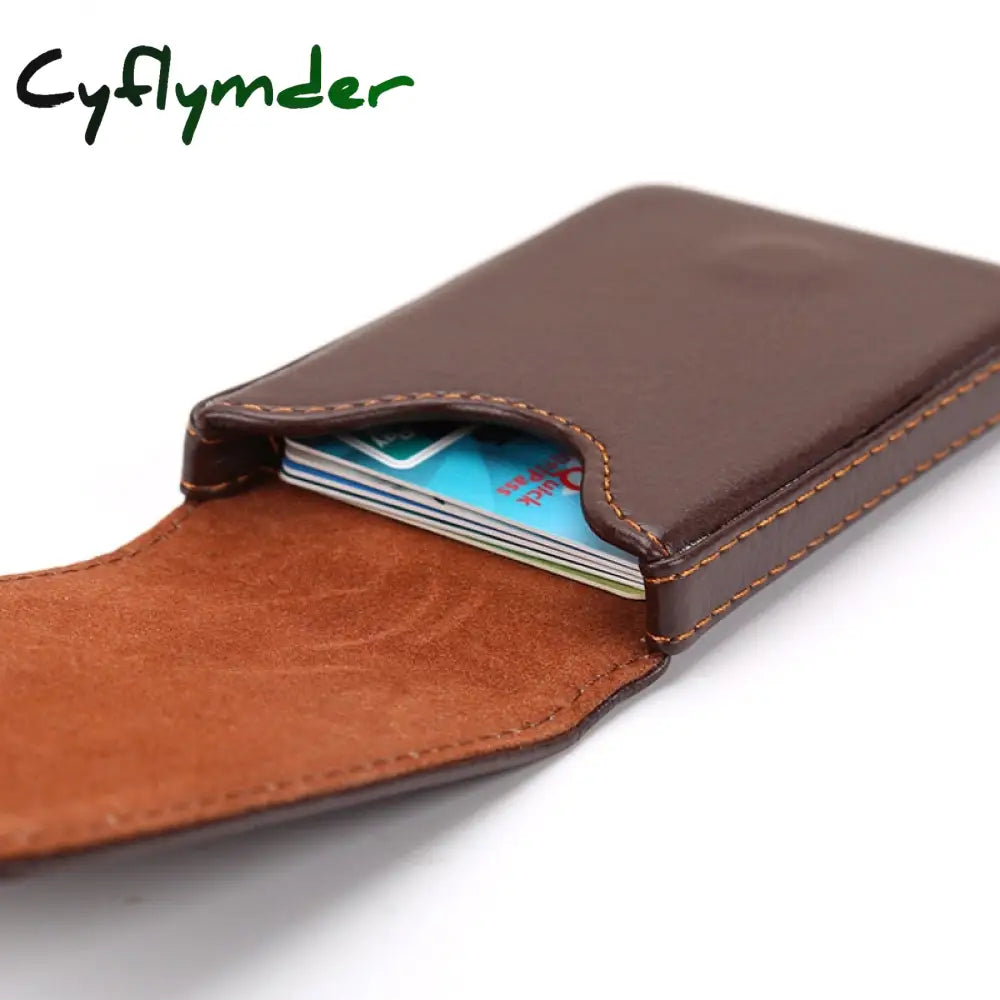 Cyflymder New Business Card Holder Men’s Id Holders Magnetic Attractive Case Box Mini Wallet Male