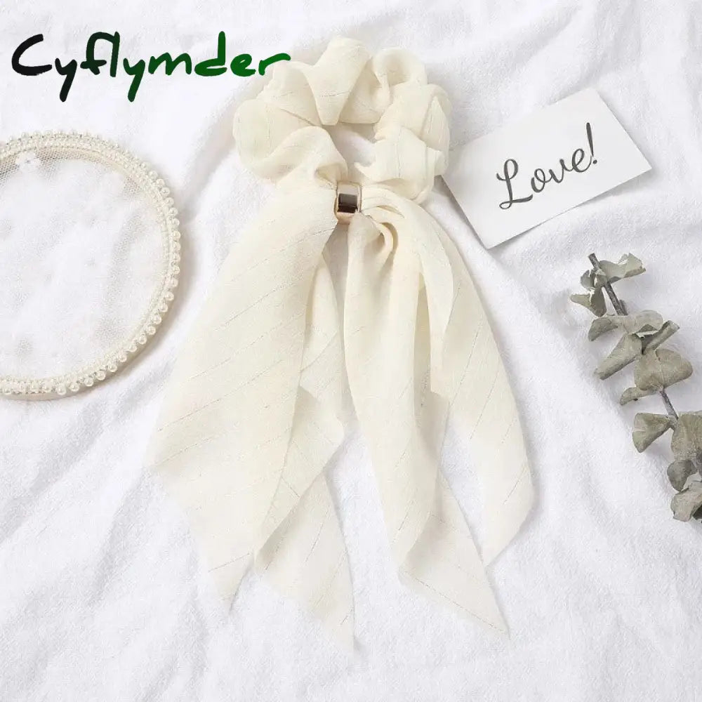 Cyflymder New Candy Color Hair Band Scrunchies Long Ribbon For Women Ponytail Sweet Elastic Ties