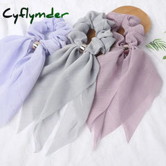 Cyflymder New Candy Color Hair Band Scrunchies Long Ribbon For Women Ponytail Sweet Elastic Ties