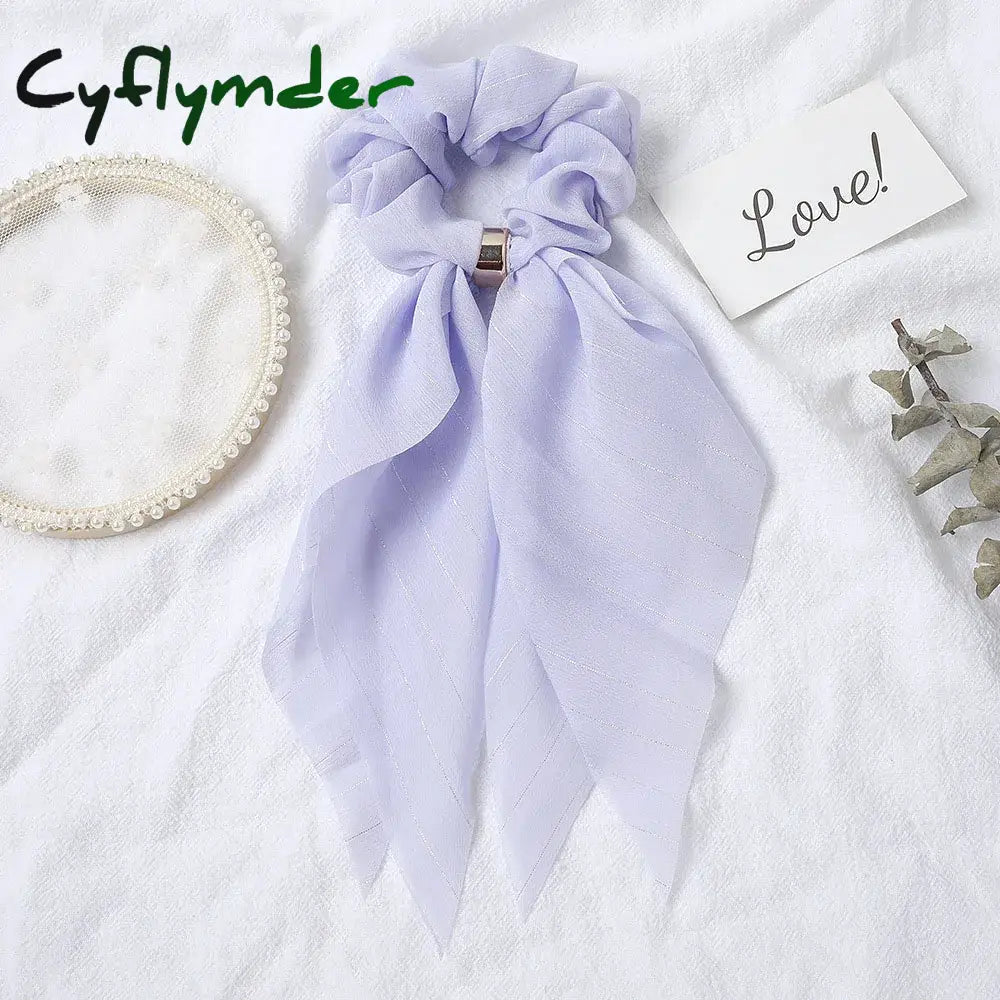 Cyflymder New Candy Color Hair Band Scrunchies Long Ribbon For Women Ponytail Sweet Elastic Ties