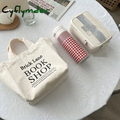 Cyflymder New Canvas Lunch Bag Book Shop Print Box Picnic Tote Small Handbag Cotton Cloth Reusable