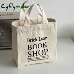 Cyflymder New Canvas Lunch Bag Book Shop Print Box Picnic Tote Small Handbag Cotton Cloth Reusable