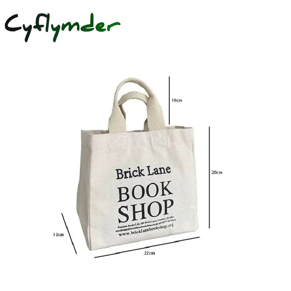 Cyflymder New Canvas Lunch Bag Book Shop Print Box Picnic Tote Small Handbag Cotton Cloth Reusable