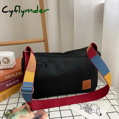 Cyflymder New Canvas Shoulder Bag Big Capacity Women Messenger Female Crossbody Bags Colored Straps