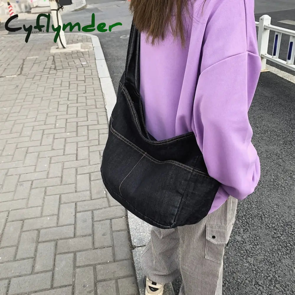 Cyflymder New Canvas Shoulder Bags For Women Casual Female Handbags Jeans Big Shopping Eco Bag