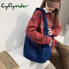 Cyflymder New Canvas Shoulder Bags For Women Casual Female Handbags Jeans Big Shopping Eco Bag