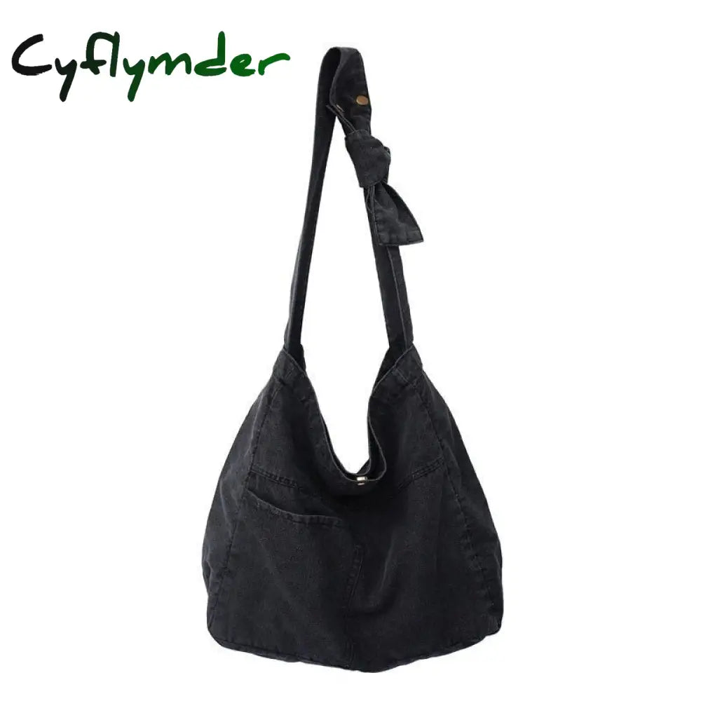 Cyflymder New Canvas Shoulder Bags For Women Casual Female Handbags Jeans Big Shopping Eco Bag