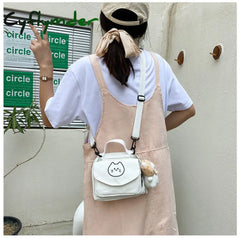 Cyflymder New Canvas Small Fresh Ladies One-Shoulder Diagonal Bag Multifunctional Fashion Cartoon