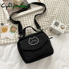 Cyflymder New Canvas Small Fresh Ladies One-Shoulder Diagonal Bag Multifunctional Fashion Cartoon