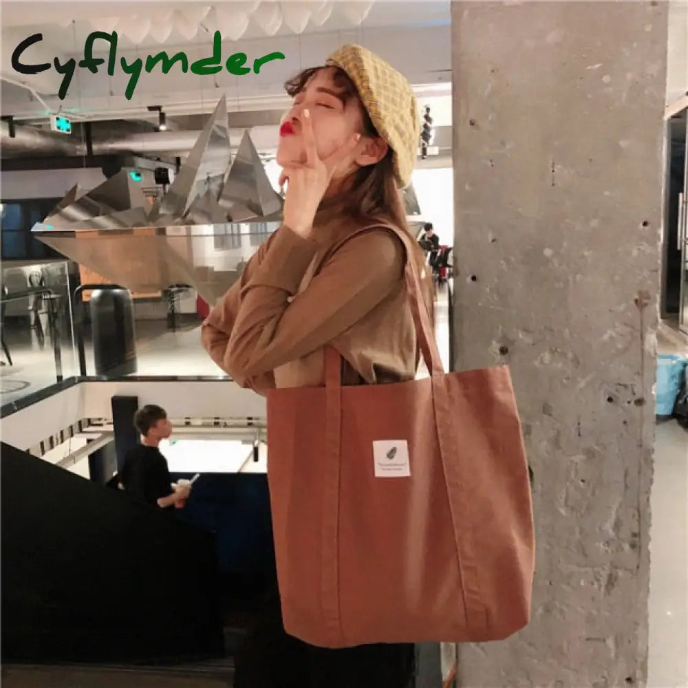 Cyflymder New Canvas Tote Bags For Women Large Cotton Cloth Shoulder Shopping Bag Fabric Handbags