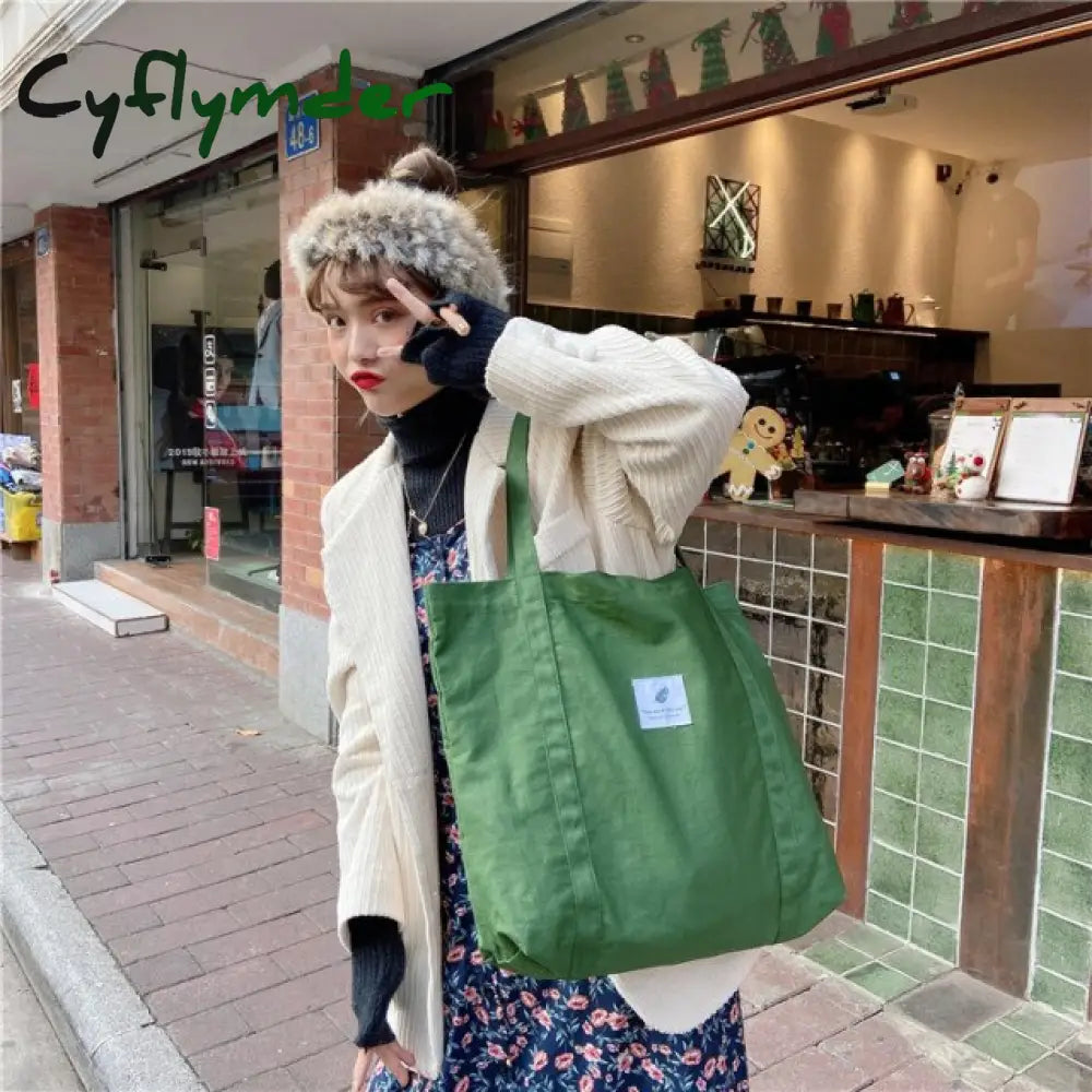 Cyflymder New Canvas Tote Bags For Women Large Cotton Cloth Shoulder Shopping Bag Fabric Handbags