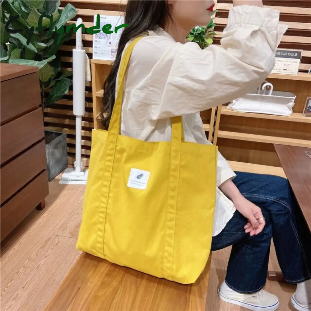 Cyflymder New Canvas Tote Bags For Women Large Cotton Cloth Shoulder Shopping Bag Fabric Handbags