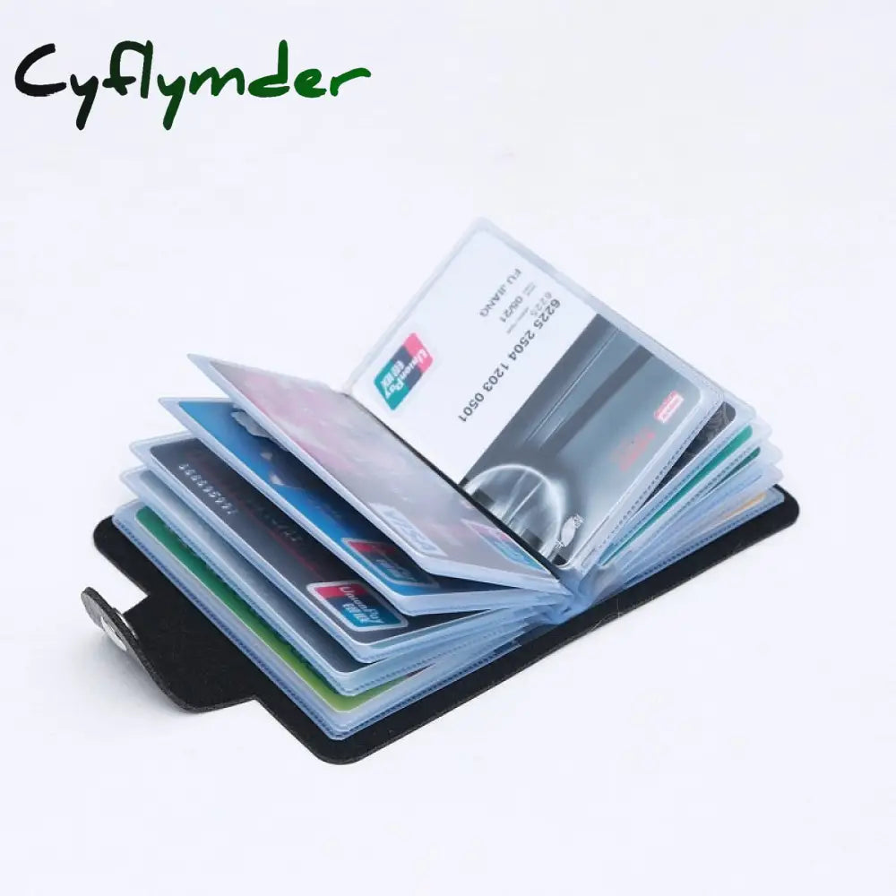 Cyflymder New Carbon Fiber Rfid Blocking Men’s Credit Card Holder Leather Bank Wallet Case