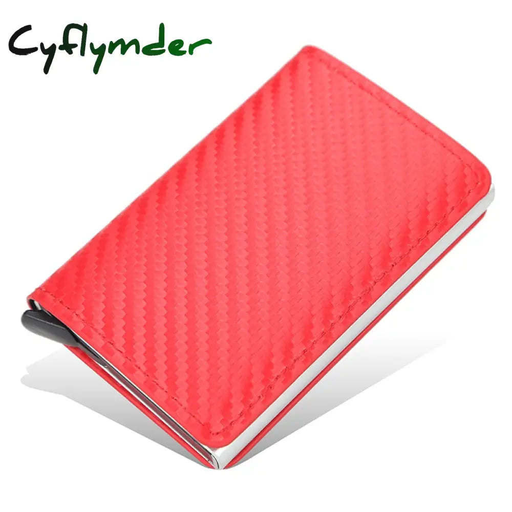 Cyflymder New Carbon Fiber Rfid Blocking Men’s Credit Card Holder Leather Bank Wallet Case