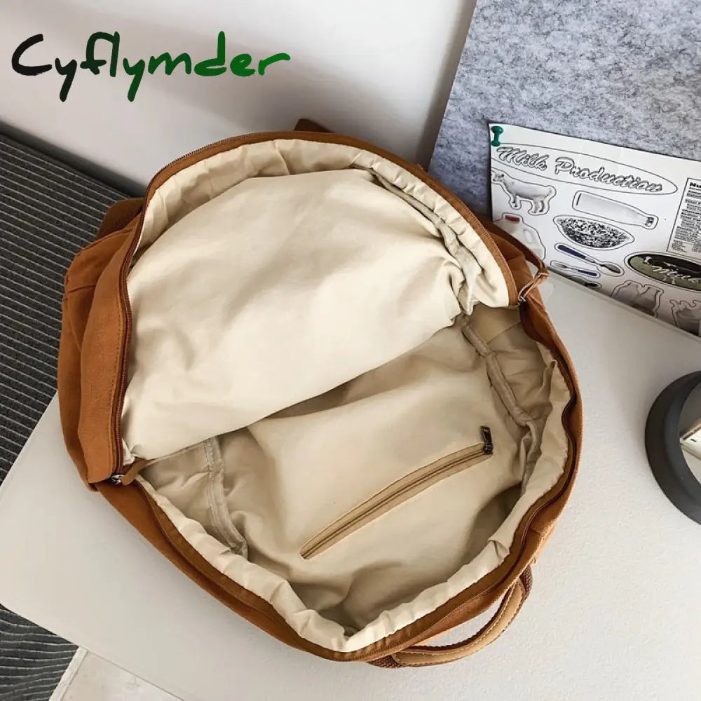 Cyflymder New Casual Cool Girl Boy Canvas Green Laptop Student Bag Trendy Women Men College Female