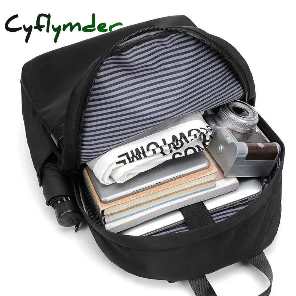 Cyflymder New Casual Men’s Business Backpack Nylon Solid Color Large Capacity Student Schoolbag