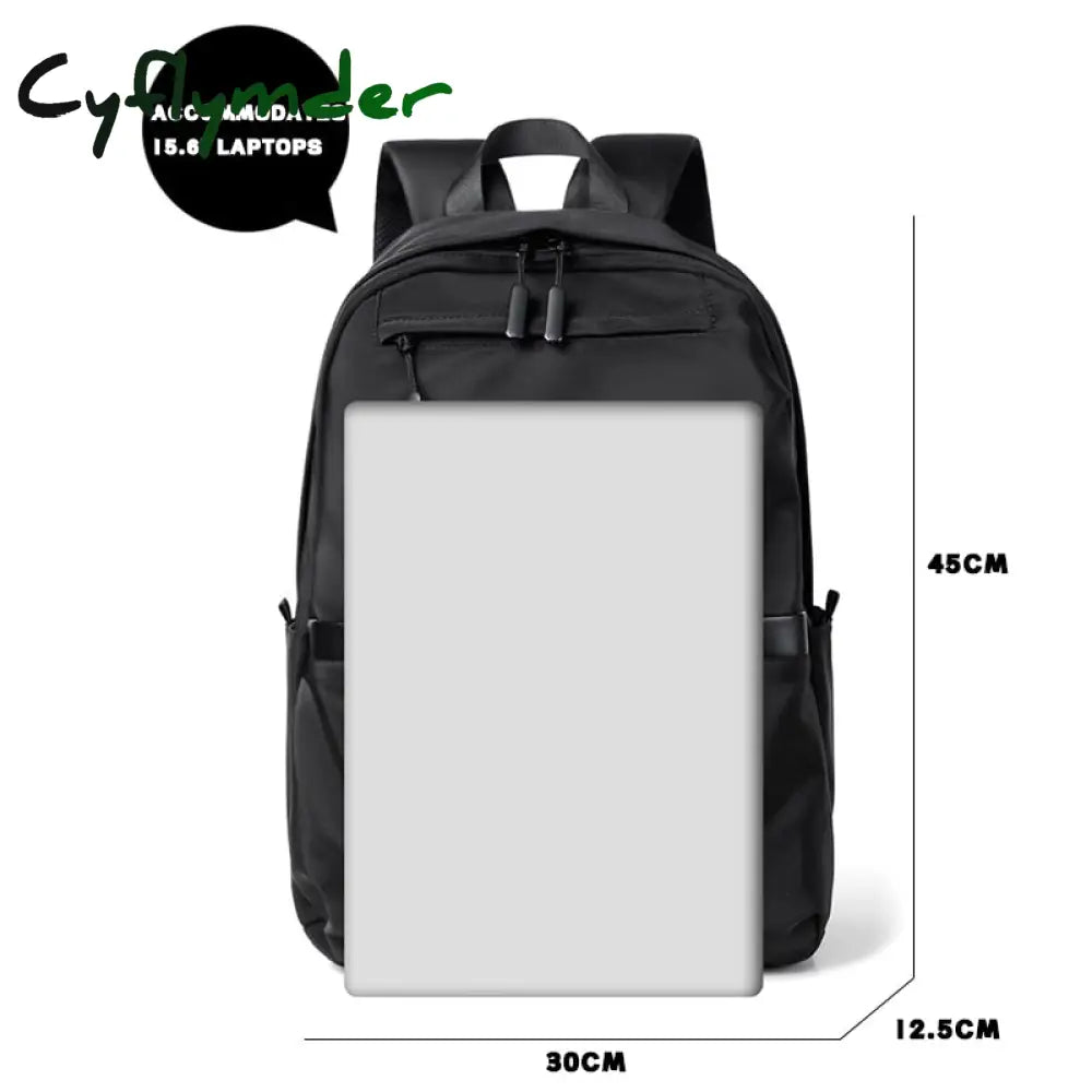 Cyflymder New Casual Men’s Business Backpack Nylon Solid Color Large Capacity Student Schoolbag