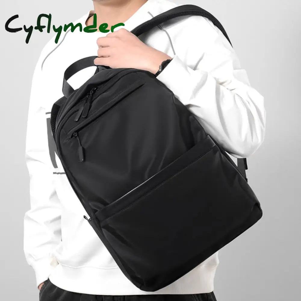 Cyflymder New Casual Men’s Business Backpack Nylon Solid Color Large Capacity Student Schoolbag