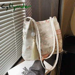 Cyflymder New Chinese Style Retro Bag New Models Silk Jacquard Fashionable Minimalist Bag Single Shoulder Diagonal