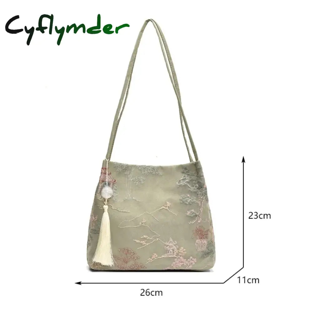 Cyflymder New Chinese Style Retro Bag New Models Silk Jacquard Fashionable Minimalist Bag Single Shoulder Diagonal