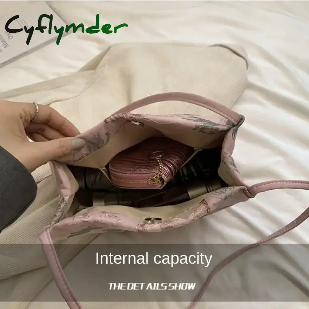 Cyflymder New Chinese Style Retro Bag New Models Silk Jacquard Fashionable Minimalist Bag Single Shoulder Diagonal