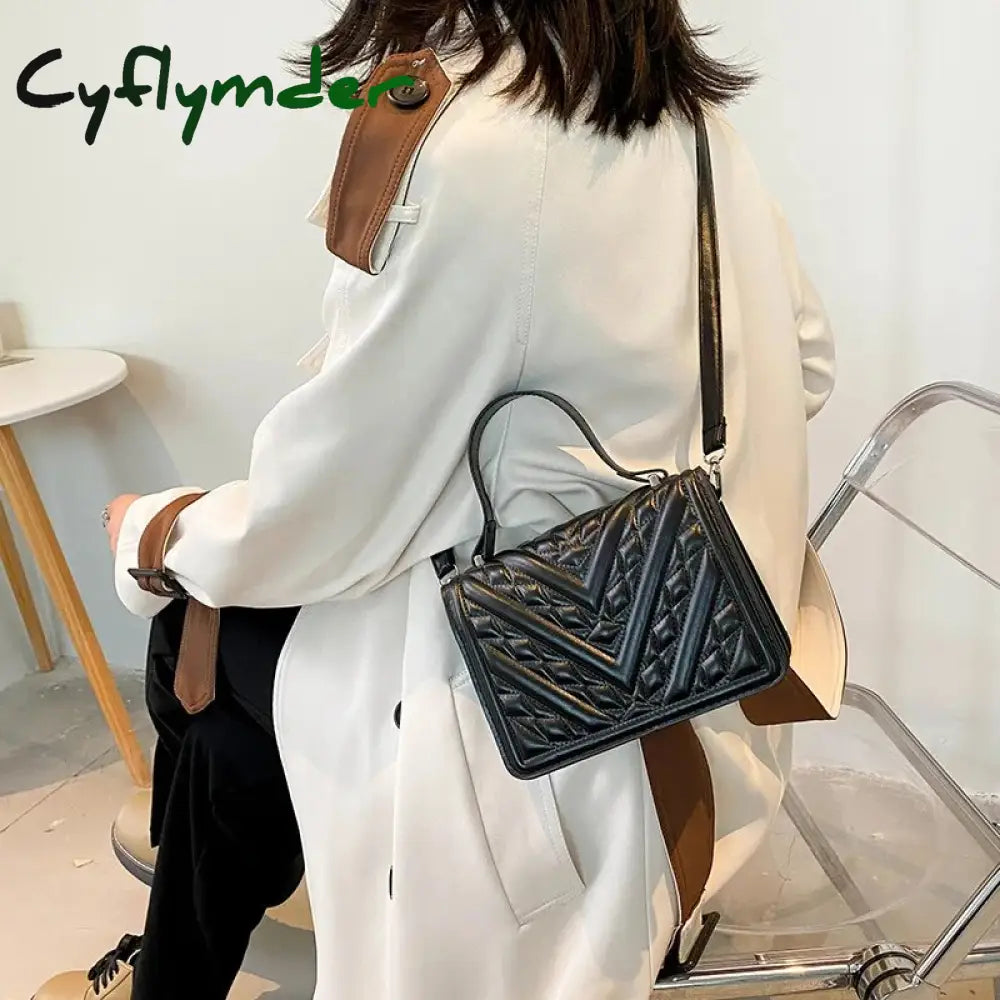 Cyflymder New Color Contrast Fold Design Shoulder Bag Women’s Fashion Messenger Simple Small