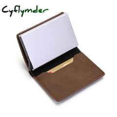 Cyflymder New Credit Card Holder Rfid Anti-Theft Brush Men Leather Wallet Top Pu With Coin Pocket &