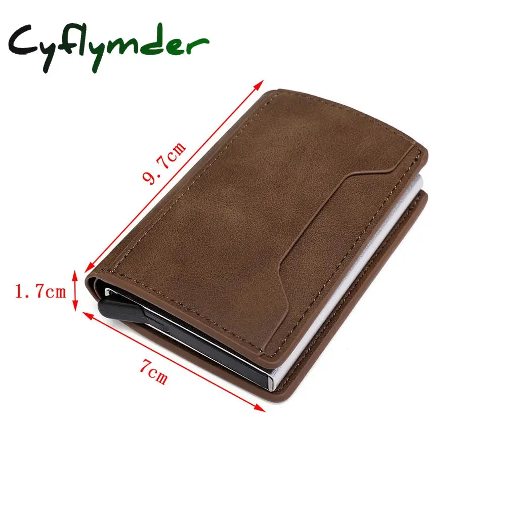 Cyflymder New Credit Card Holder Rfid Anti-Theft Brush Men Leather Wallet Top Pu With Coin Pocket &