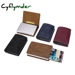 Cyflymder New Credit Card Holder Rfid Anti-Theft Brush Men Leather Wallet Top Pu With Coin Pocket &